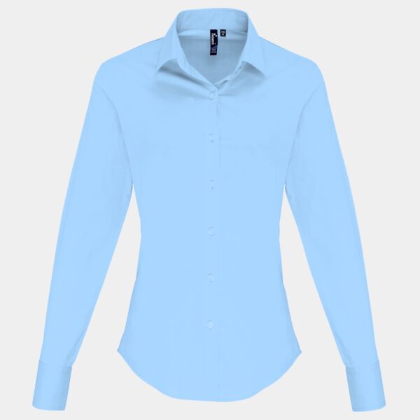 Premier Ladies Long Sleeve Stretch Fit Poplin Shirt Thumbnail